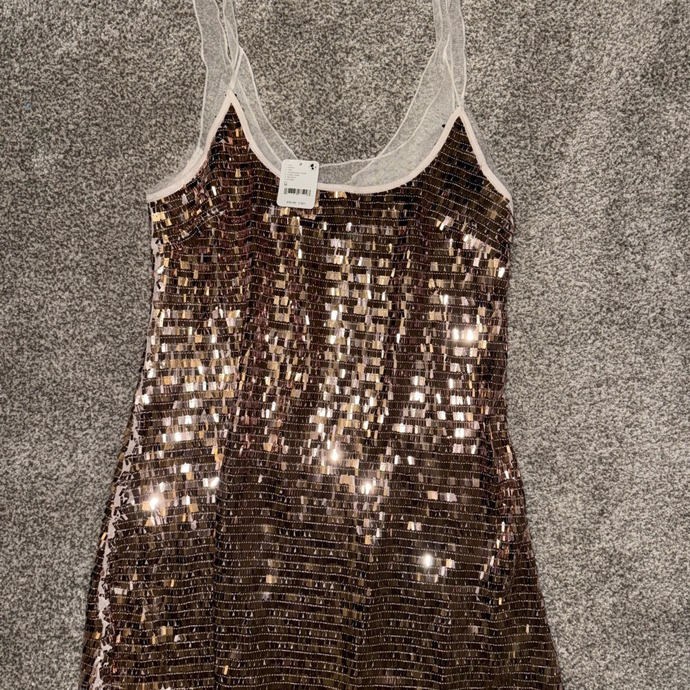 NWT Intimately Free People Disco Fever Mini Slip Dress rose gold